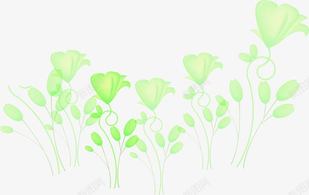绿色卡通花朵春天png免抠素材_新图网 https://ixintu.com 卡通 春天 绿色 花朵 设计