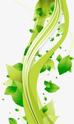 绿色创意树叶线条素材