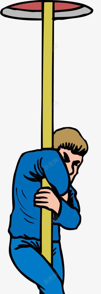 爬木杆的人png免抠素材_新图网 https://ixintu.com 人物 卡通 插画 木杆 爬木杆的人