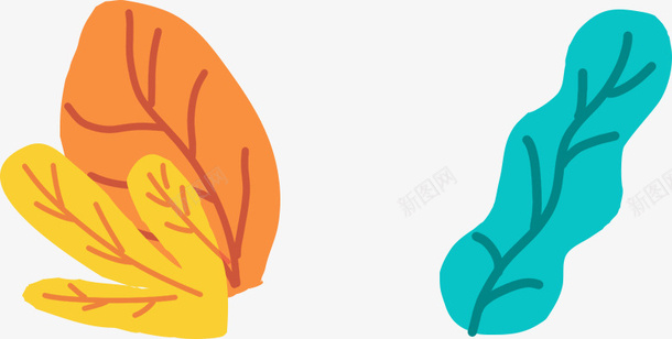 手绘彩色叶子图png免抠素材_新图网 https://ixintu.com 叶 叶子 彩色 树叶