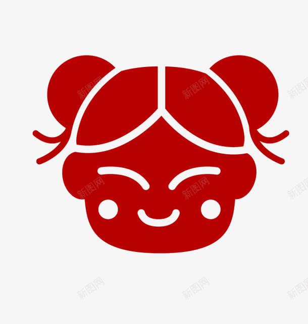 女童剪纸png免抠素材_新图网 https://ixintu.com 剪纸 女孩 女童 红色