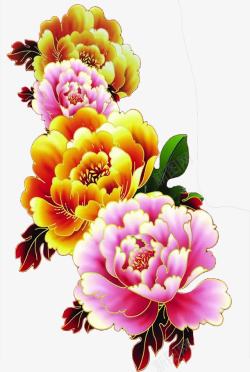 手绘粉黄色花朵展架素材