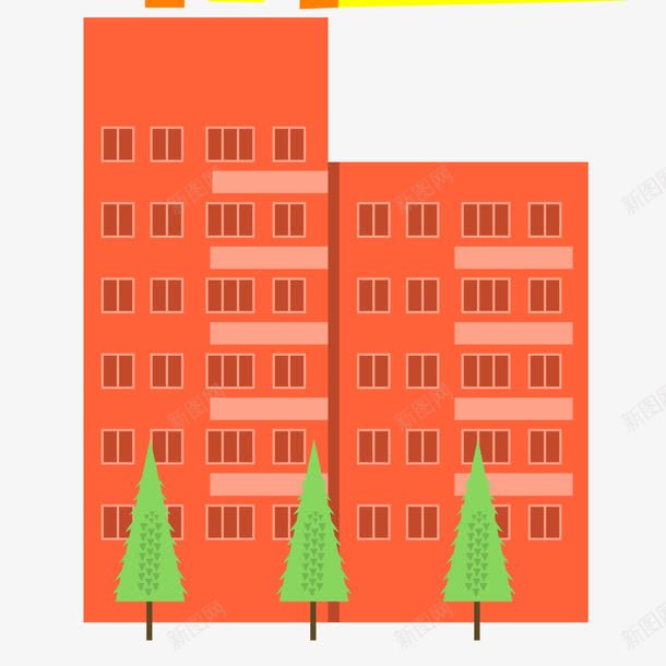 橙黄色绿树豪华酒店png免抠素材_新图网 https://ixintu.com 橙黄色 矢量素材 绿树 豪华 豪华酒店 酒店