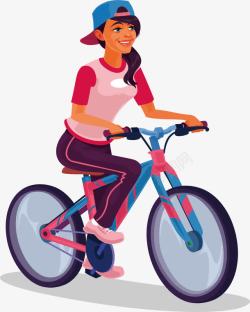 骑自行车的女孩矢量图素材