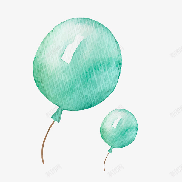 水彩绘生日蓝色气球png免抠素材_新图网 https://ixintu.com 卡通气球 水彩绘 生日气球 背景装饰 蓝色气球