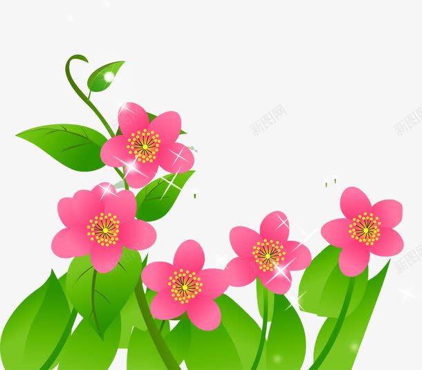 春天粉色花朵手绘植物png免抠素材_新图网 https://ixintu.com 春天 植物 粉色 花朵
