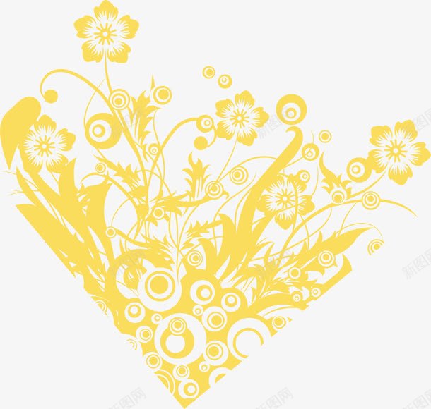 黄色花装饰背景png免抠素材_新图网 https://ixintu.com 背景 装饰 黄色