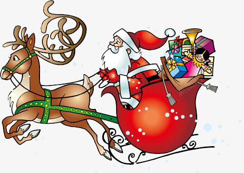 圣诞老人和鹿png免抠素材_新图网 https://ixintu.com 卡通 可爱 圣诞节 彩色 节日元素