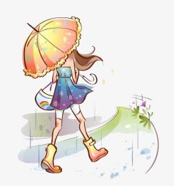 雨中的女孩素材