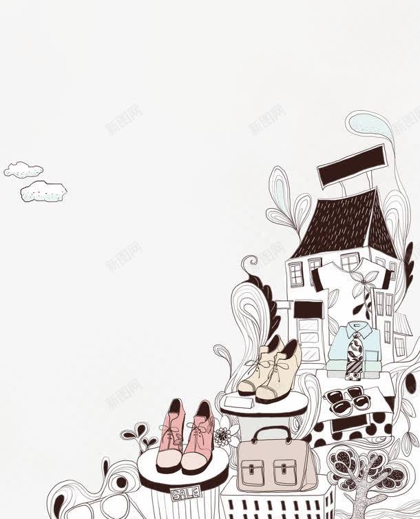 卡通手绘人物风景png免抠素材_新图网 https://ixintu.com 人物 卡通 建筑 手绘 衣物 风景