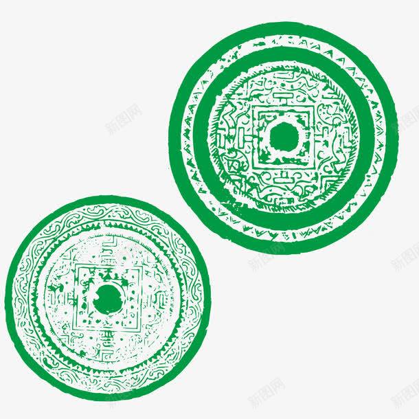 绿色铜钱传统图案png免抠素材_新图网 https://ixintu.com 传统 传统图案 图案 绿色图案 铜钱 铜钱图案