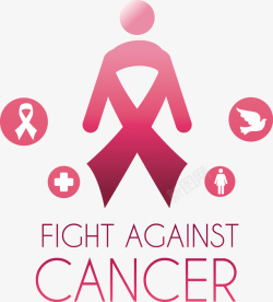 抗乳腺癌装饰红色丝带抗乳腺癌标志矢量图图标高清图片