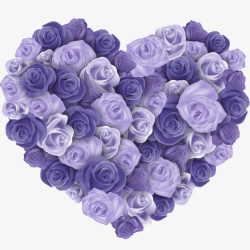 紫色心形玫瑰花装饰图案素材