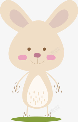 粉嫩可爱微笑的小兔子矢量图素材