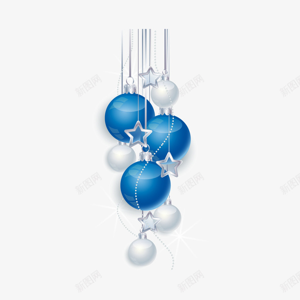 蓝色球和白色球矢量图ai免抠素材_新图网 https://ixintu.com 圣诞节素材 球 白色球 蓝色球 矢量图