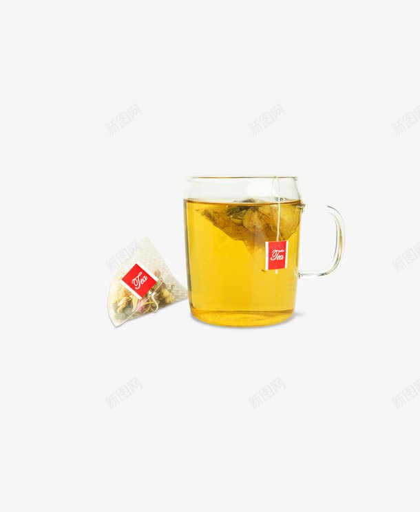 花茶玻璃杯png免抠素材_新图网 https://ixintu.com 产品 玻璃杯 花茶 茶包