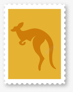 简约袋鼠邮票素材