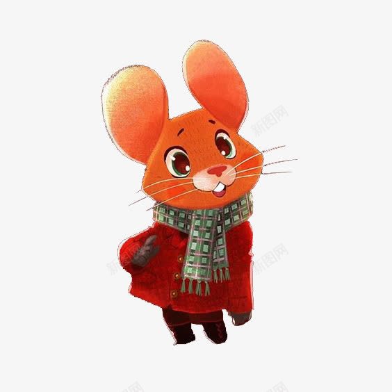 手绘老鼠png免抠素材_新图网 https://ixintu.com 卡通动物 戴围巾的老鼠 老鼠 装饰素材