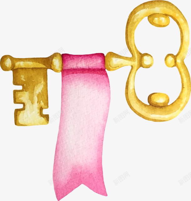 手绘金色古典钥匙png免抠素材_新图网 https://ixintu.com 古典钥匙 大气钥匙 手绘钥匙 插画 水彩 绘画 金色钥匙