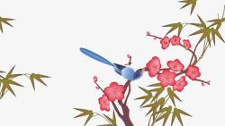水墨植物鸟中国风素材