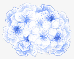 蓝色手绘的花朵装饰素材