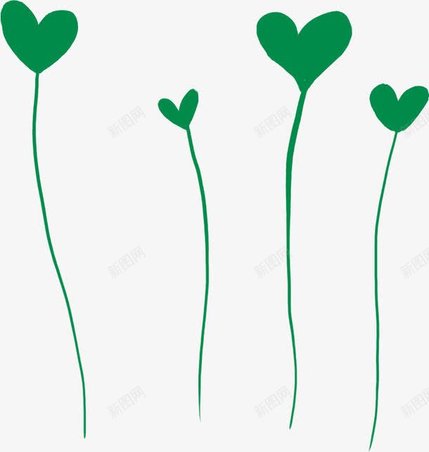 手绘绿色心形爱心植物png免抠素材_新图网 https://ixintu.com 植物 爱心 绿色