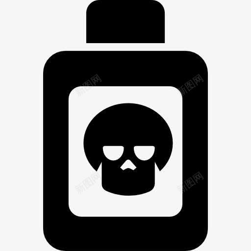 一瓶毒药与头骨标志图标png_新图网 https://ixintu.com 医疗 医疗图标 头骨 容器 毒药 瓶 符号