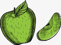 卡通手绘水果绿色苹果素材
