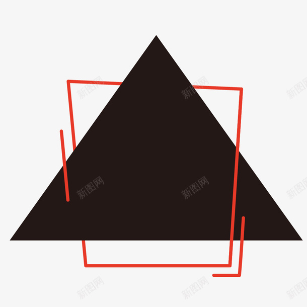 黑色三角形png免抠素材_新图网 https://ixintu.com 三角形 几何 手绘三角形 红色线条 黑色三角形 黑色几何