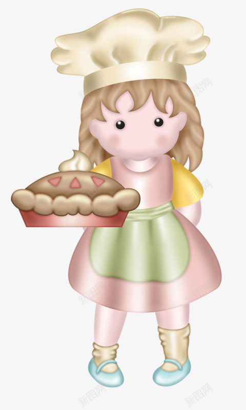 做蛋糕的小女孩png免抠素材_新图网 https://ixintu.com 可爱 女孩 手绘 蛋糕