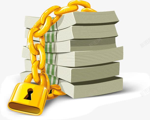 钱和金锁png免抠素材_新图网 https://ixintu.com 金融 钞票 钱和金锁矢量素材 锁链