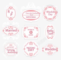 白色花纹婚礼标签矢量图素材