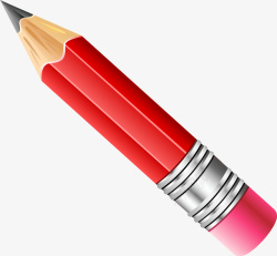 红色简约卡通铅笔素材