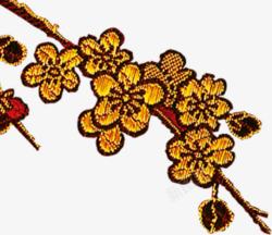 黄色刺绣花纹素材