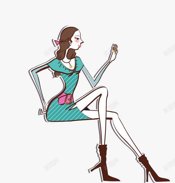 卡通png免抠素材_新图网 https://ixintu.com 卡通 坐姿 女孩 时尚