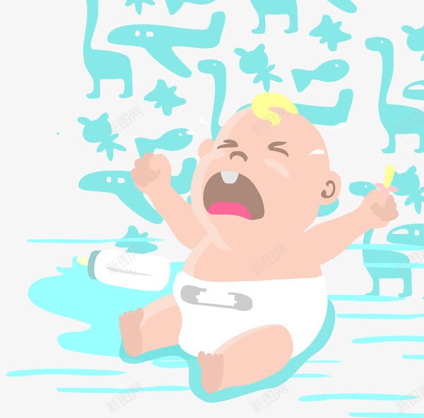 可爱小婴儿png免抠素材_新图网 https://ixintu.com 卡通 可爱 哭泣 婴儿哭 孩子