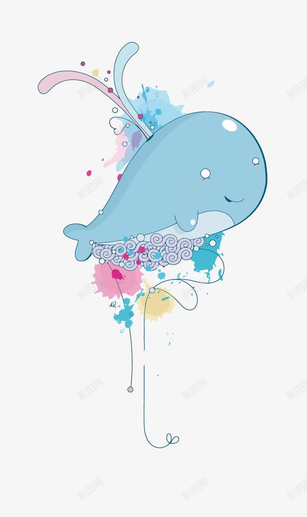 鲸鱼png免抠素材_新图网 https://ixintu.com 儿童画 卡通 手绘 矢量鲸鱼 蓝色 鲸鱼PNG矢量图 鲸鱼免扣PNG图