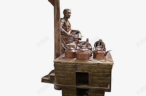 雕塑灶具png免抠素材_新图网 https://ixintu.com 复古 水壶 灶具 灶台 雕塑