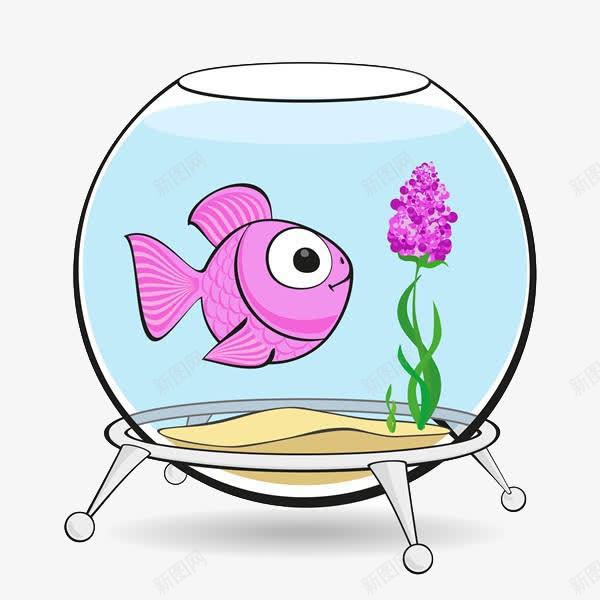 卡通鱼缸里的鱼png免抠素材_新图网 https://ixintu.com 卡通 花朵 鱼 鱼缸里的