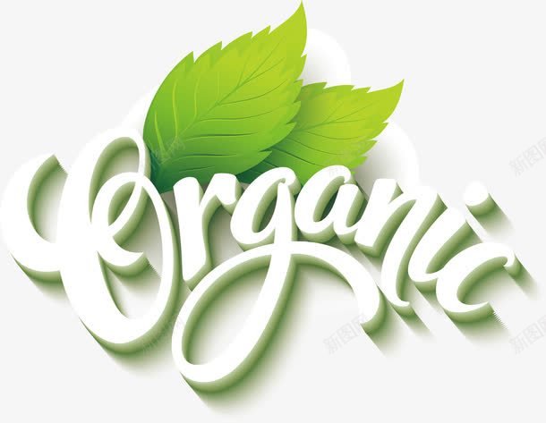 organicpng免抠素材_新图网 https://ixintu.com organic 立体字母 绿叶