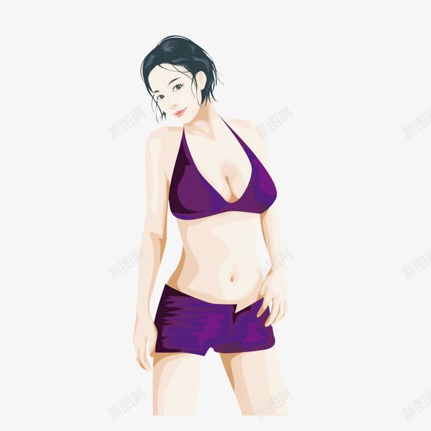 紫色短裤胸罩美女人物png免抠素材_新图网 https://ixintu.com 短裤 紫色 美女人物 胸罩
