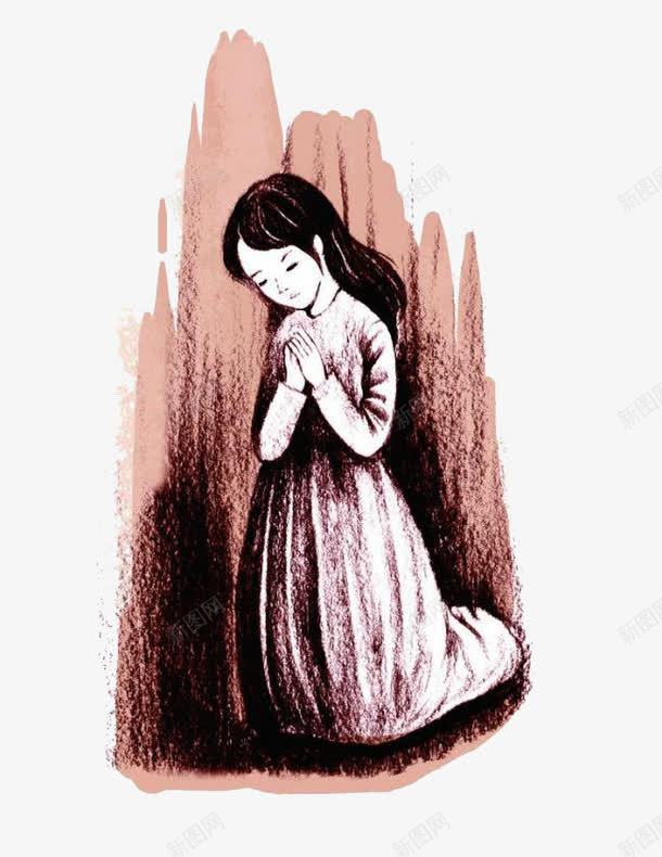 祈祷的女孩png免抠素材_新图网 https://ixintu.com 女孩 手绘 插画 祈祷