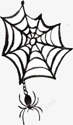 手绘蜘蛛网和蜘蛛素材