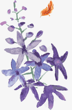 紫色手绘装饰花素材