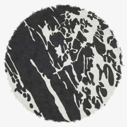 喷墨黑白色花纹圆形地毯素材