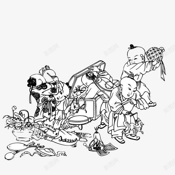 中国民间人物png免抠素材_新图网 https://ixintu.com 中国 人物 民间 黑白