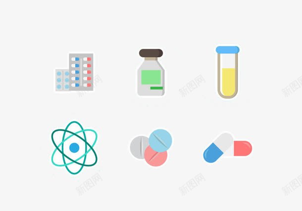 卡通医疗用品药丸png免抠素材_新图网 https://ixintu.com 医疗 卡通 彩色 简约 药丸 试管