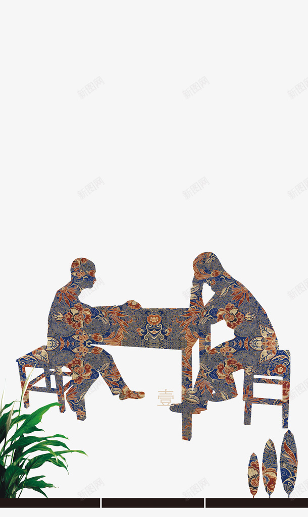 中国风花纹人psd免抠素材_新图网 https://ixintu.com 中国风 花纹 装饰
