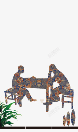 中国风花纹人素材