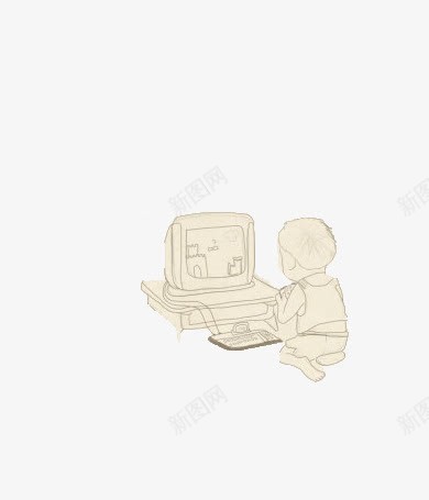 唯美卡通可爱手绘小人玩电脑png免抠素材_新图网 https://ixintu.com 卡通 可爱 唯美 小人 手绘 电脑